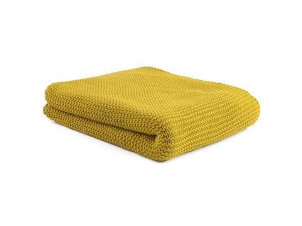 Плед Tkano Essential жемчужной вязки горчичный