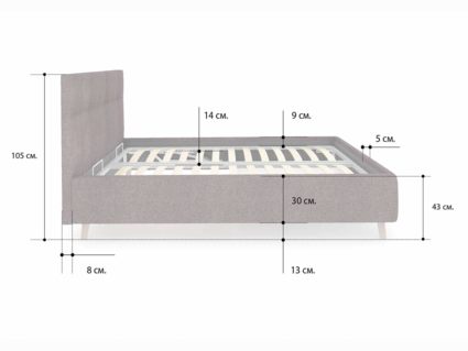 Кровать Сонум Bella Кашемир Синий (с подъемным механизмом) 140х190