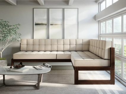 Диван Арско Сега угловой трехместный кремовый