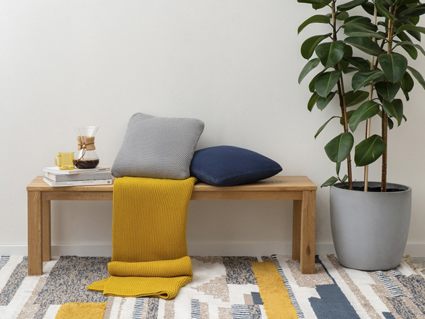 Плед Tkano Essential жемчужной вязки горчичный