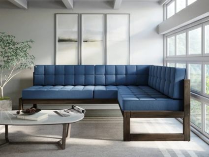 Диван Арско Сега угловой трехместный голубой